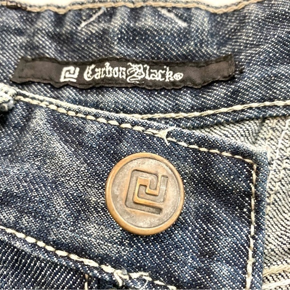 Carbon Black Men Distressed Relaxed Straight Leg Jeans 29x32 Denim - Picture 11 of 16